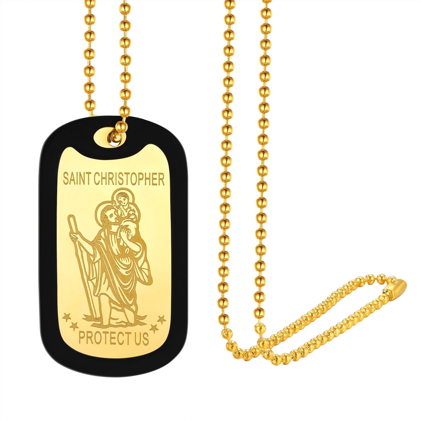 ChainsPro St. Christopher Medal Dog Tags Necklace Patron Saints of Travellers Gift for Men