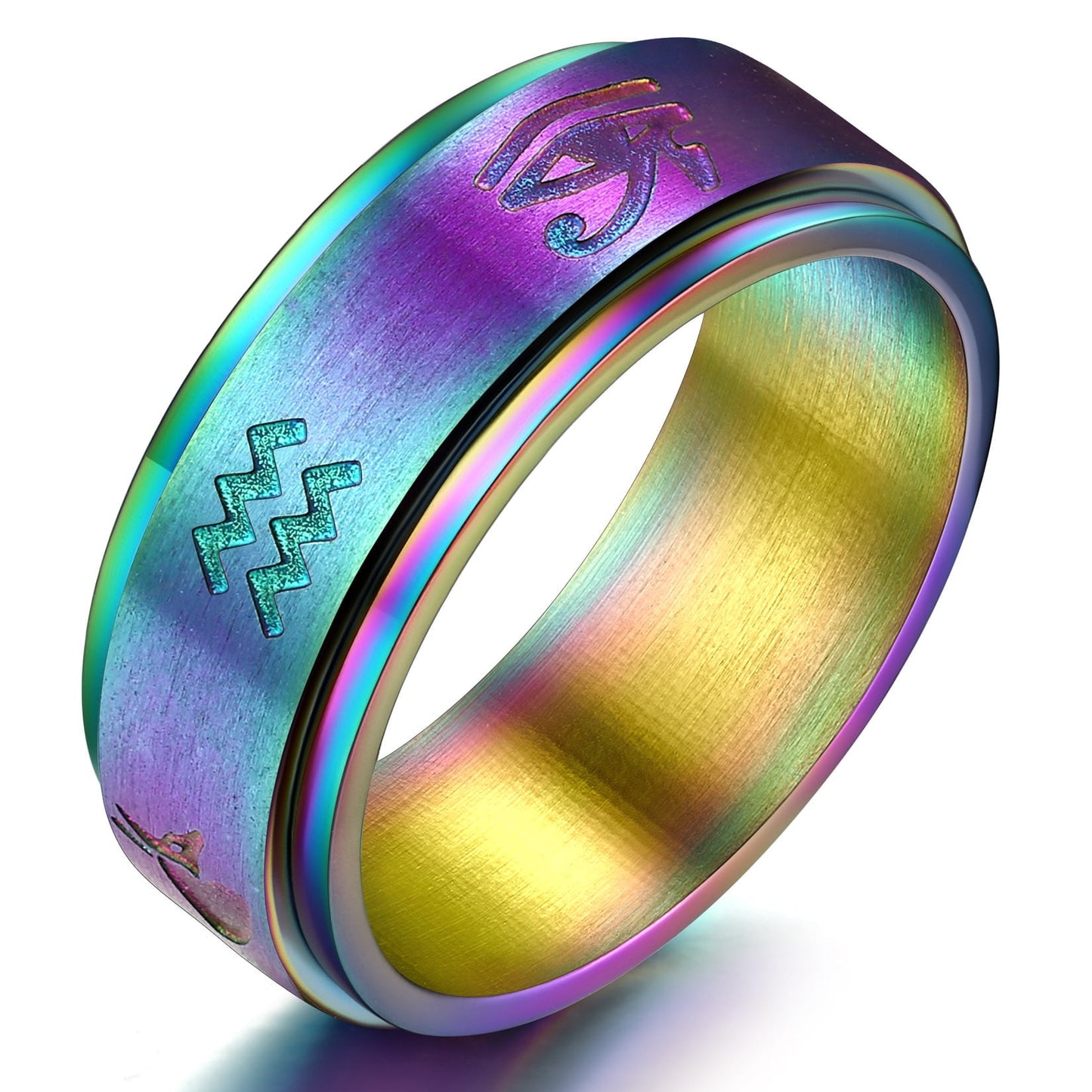 ChainsPro Men/Women Ankh Cross Eye of Ra Rings Egyptian Jewelry Mythology Ring Stainless Steel