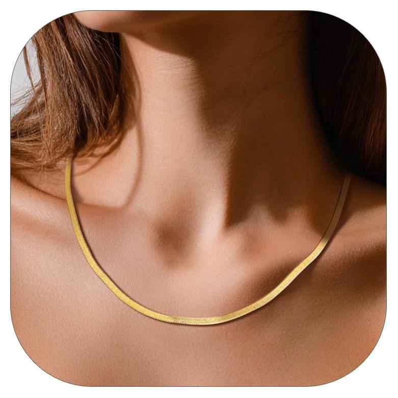 ChainsPro Stainless Steel Snake Choker Necklace Women 15 inch+9cm Chic Dainty Choker Chain Layered Necklace