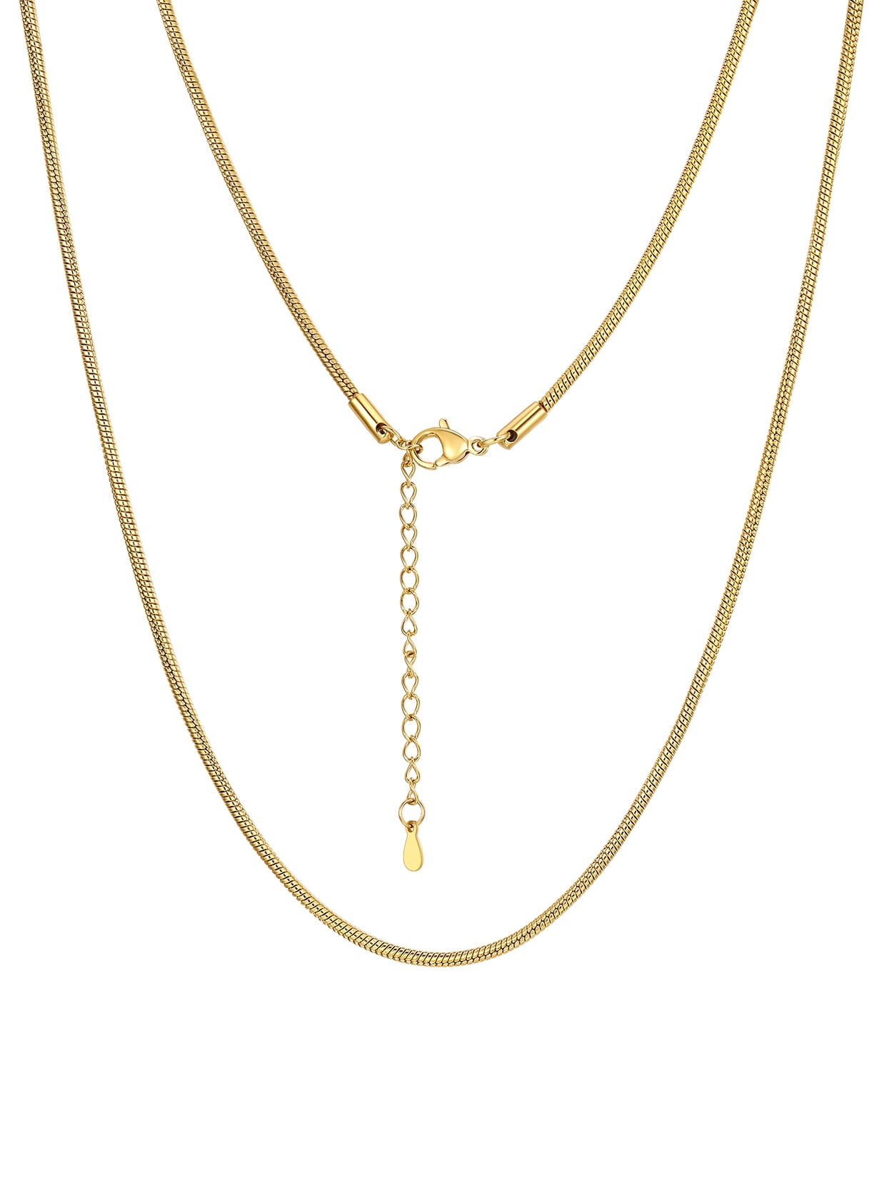 ChainsPro 1mm/1.2mm/1.5mm/2mm Snake Chain 14K Gold Plated Stainless Steel Chain Necklace for Men Women