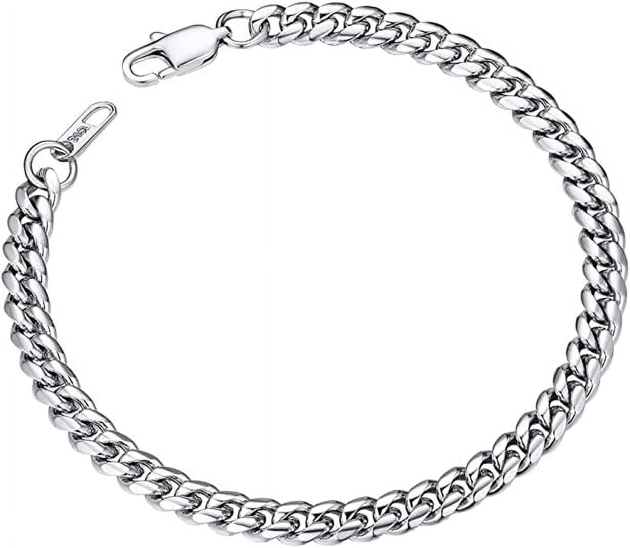 ChainsPro Black Stainless Steel Bracelet Mens Bracelet Chunky Thick Curb Link Chain Bangle 19cm Black