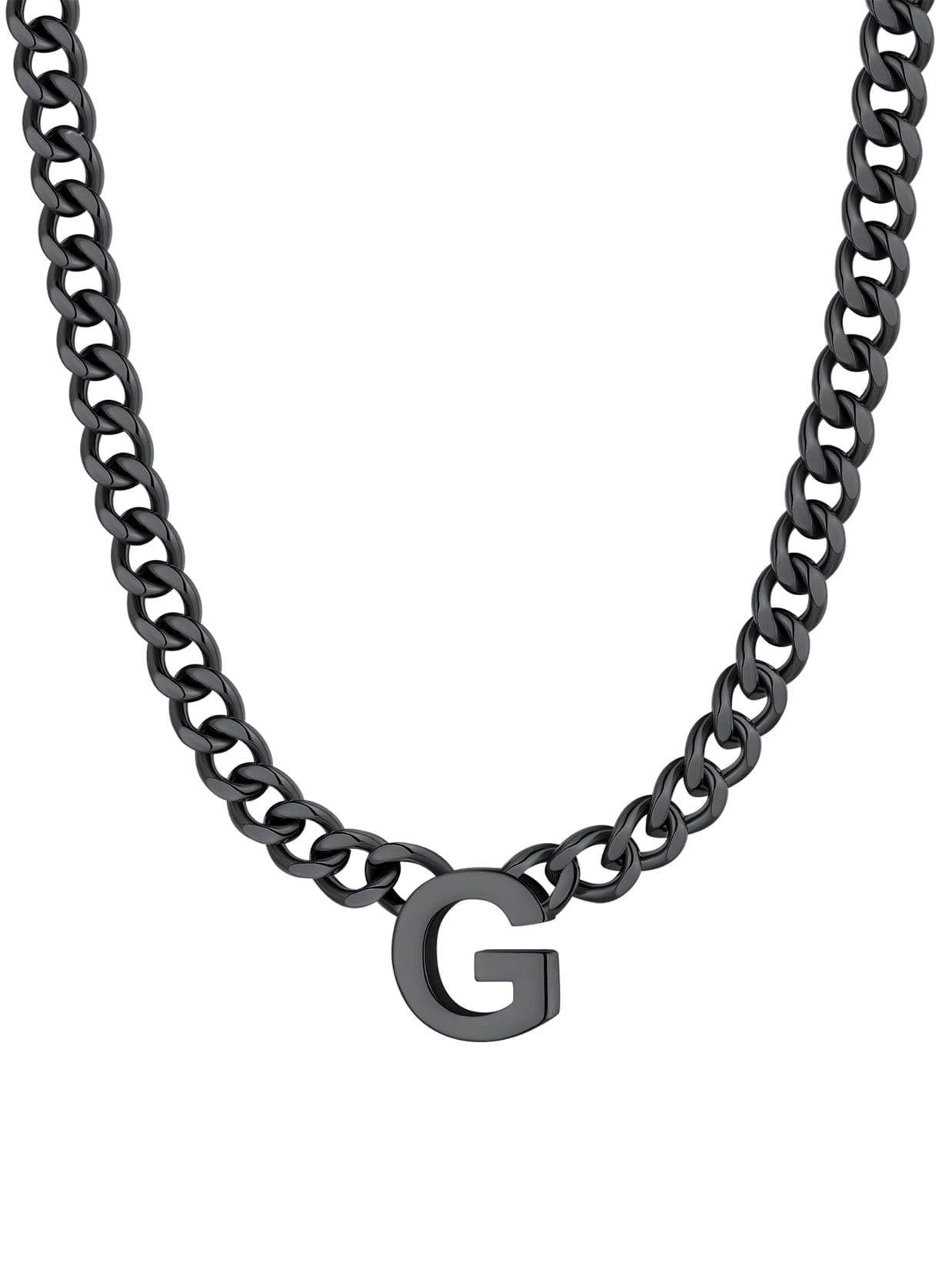 ChainsPro Men A-Z Letter Necklace 7mm Cuban Link Chain Necklace Stainless Steel/Gold Plated/Black