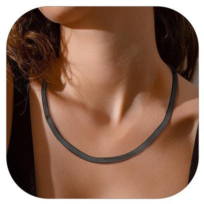 ChainsPro Stainless Steel Snake Choker Necklace Women 15 inch+9cm Chic Dainty Choker Chain Layered Necklace