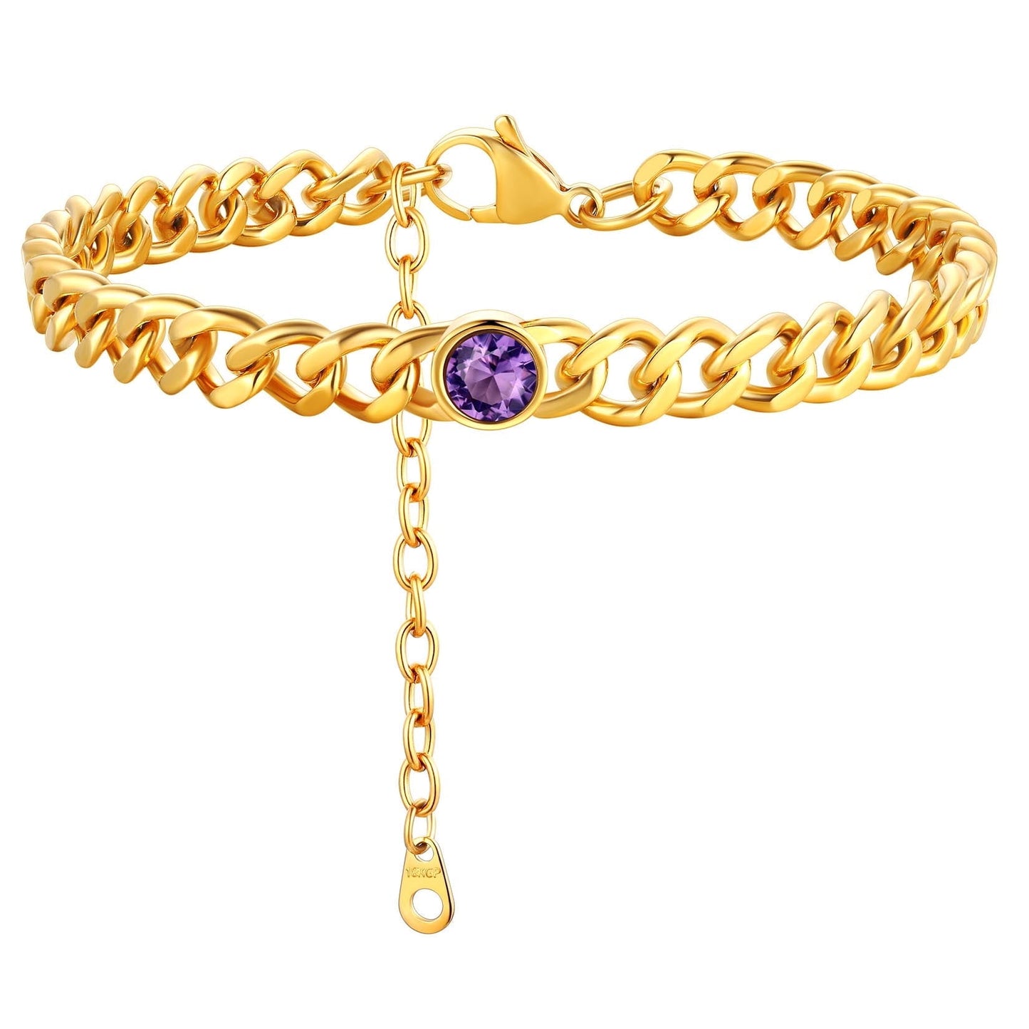 ChainsPro 7mm Cuban Link Anklet for Men Women Birthstone Chain Ankle Bracelets Stainless Steel