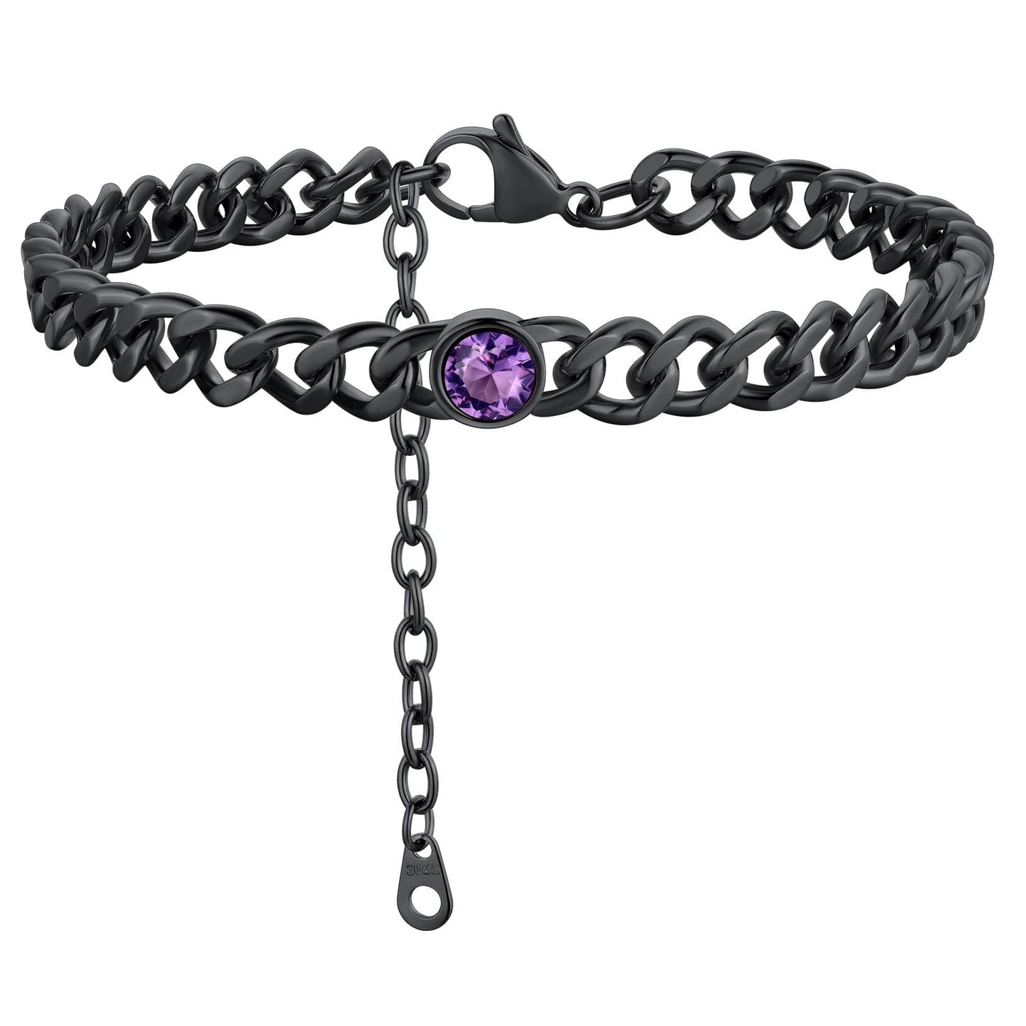 ChainsPro 7mm Cuban Link Anklet for Men Women Birthstone Chain Ankle Bracelets Stainless Steel