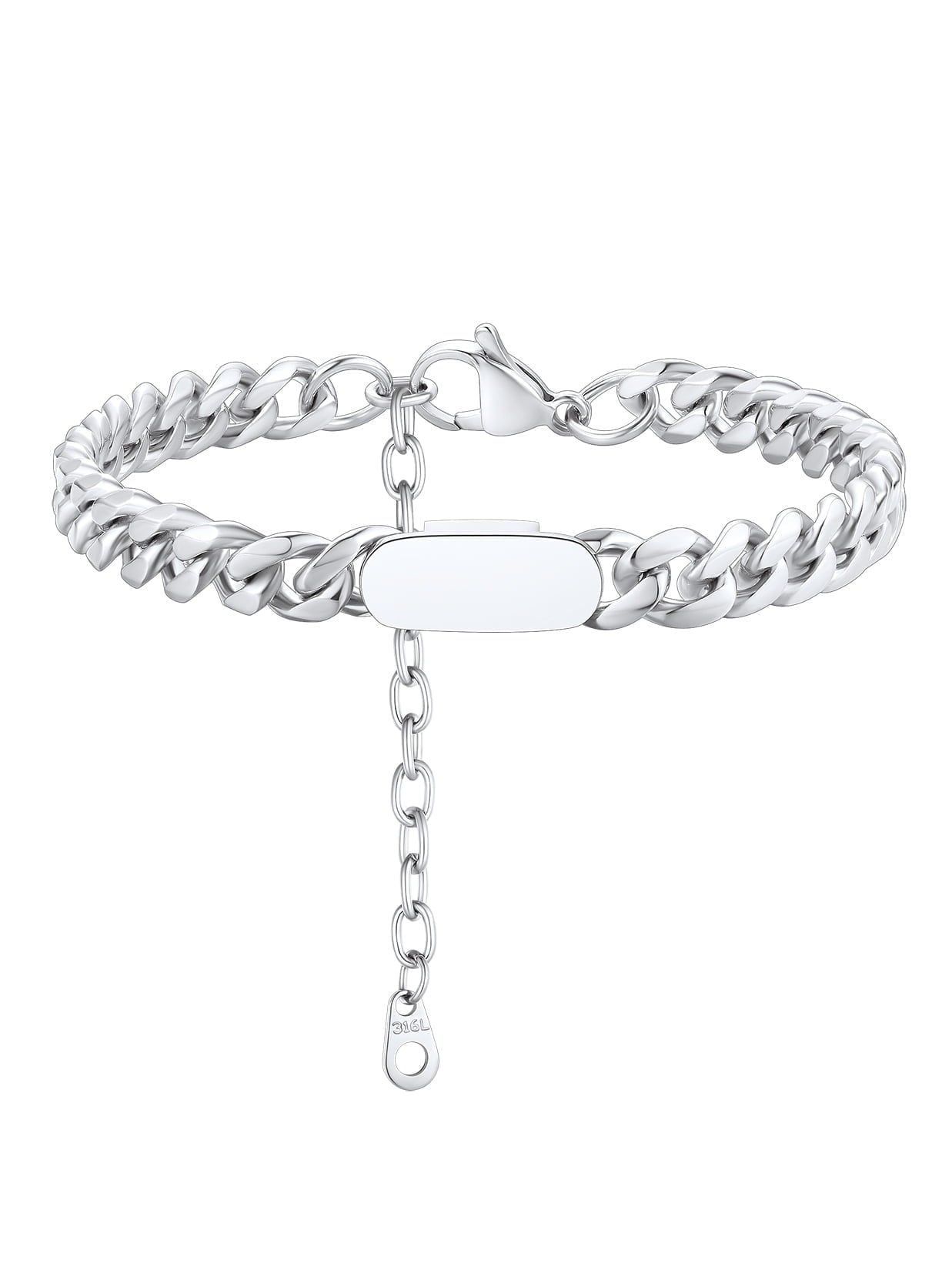 ChainsPro 7mm Stainless Steel Black Onyx Cuban Link Chain Bracelet for Men Women Steel/Gold Plated/Black