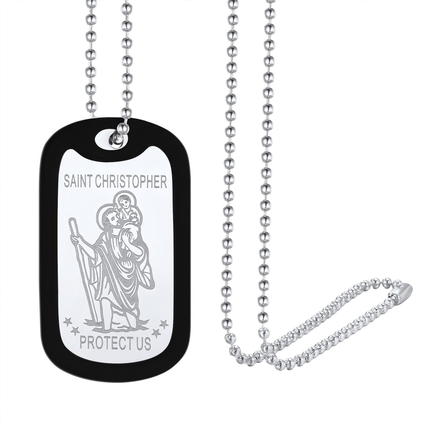 ChainsPro St. Christopher Medal Dog Tags Necklace Patron Saints of Travellers Gift for Men