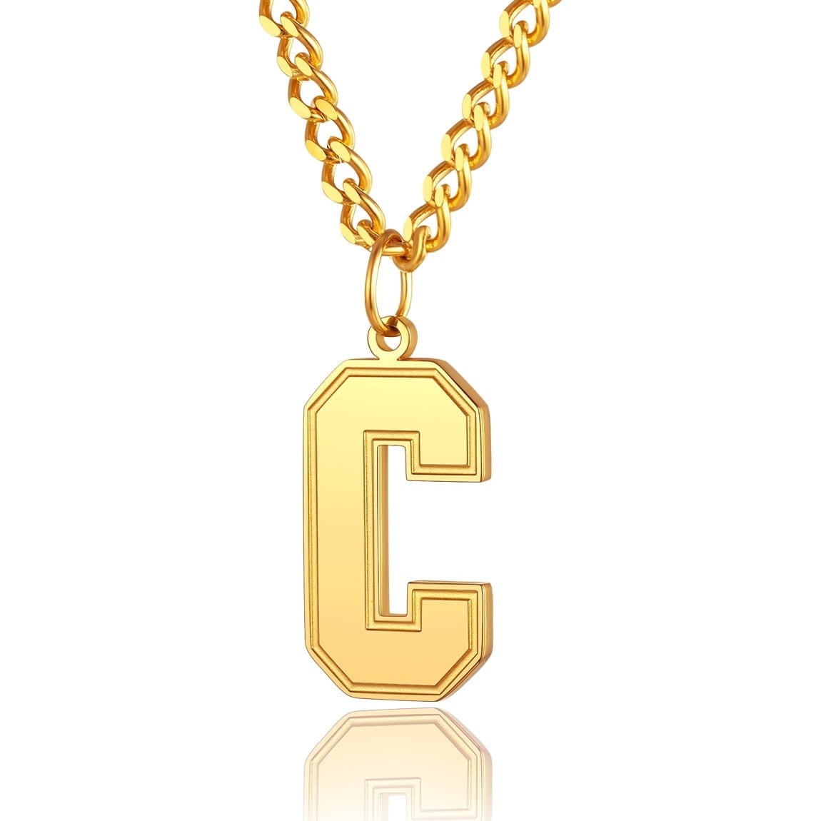 ChainsPro Chain Necklace with Letter J for Mens Jewelry Gifts s 18K Gold Plated Chain