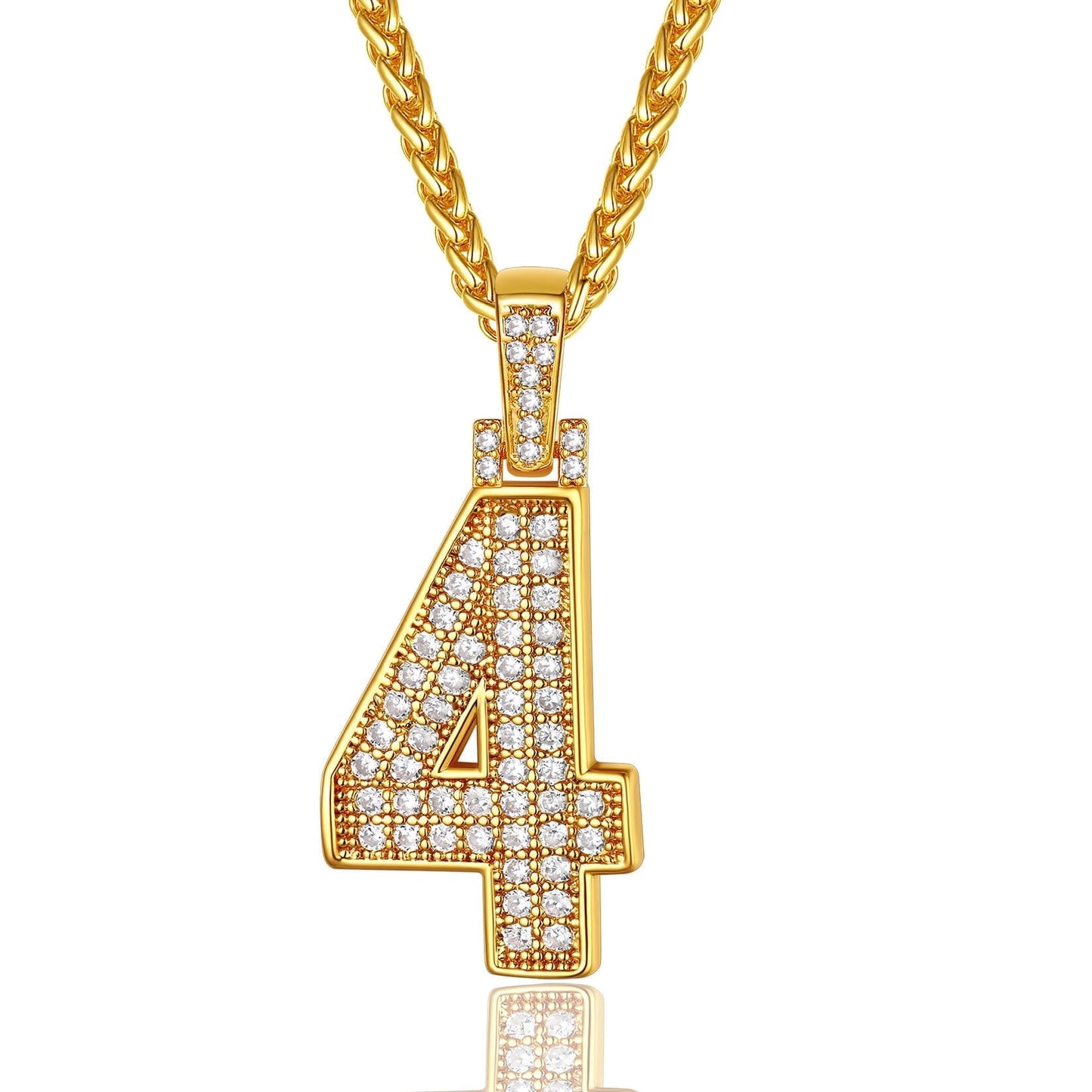 ChainsPro Men Cubic Zirconia 0-9 Number Pendant Lucky Jewelry Necklace Silver Color