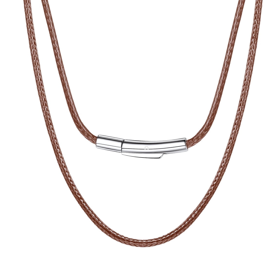 ChainsPro Men Black Wax Cord Leather Cord Rope Chain Stainless Steel Clasp Necklace Rope 18 inch