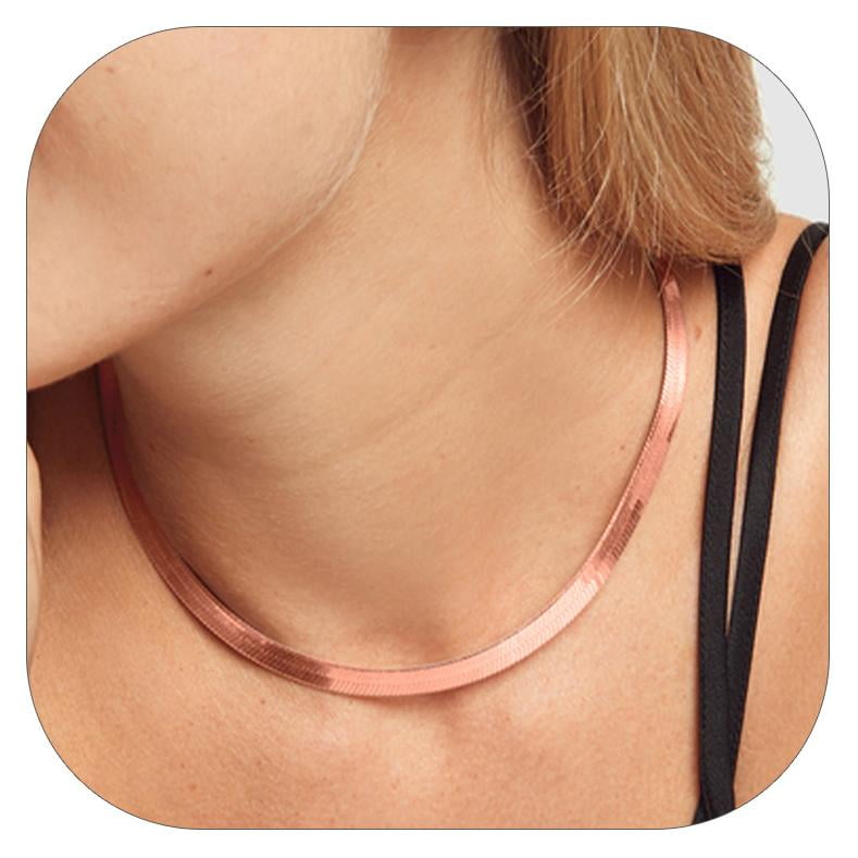 ChainsPro Stainless Steel Snake Choker Necklace Women 15 inch+9cm Chic Dainty Choker Chain Layered Necklace