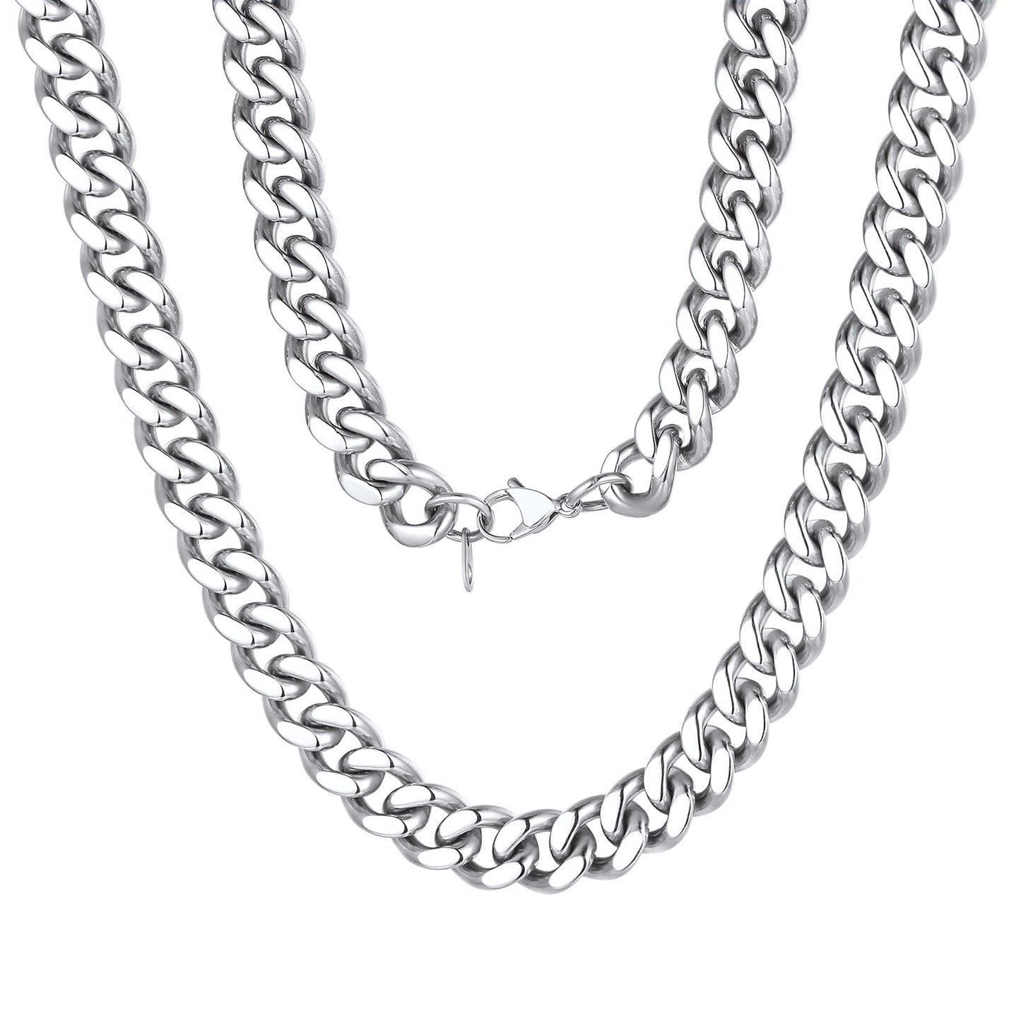 ChainsPro Mens Necklace Cuban Chain Choker 12mm 14 inch Stainless Steel Choker Neck Chains for Men