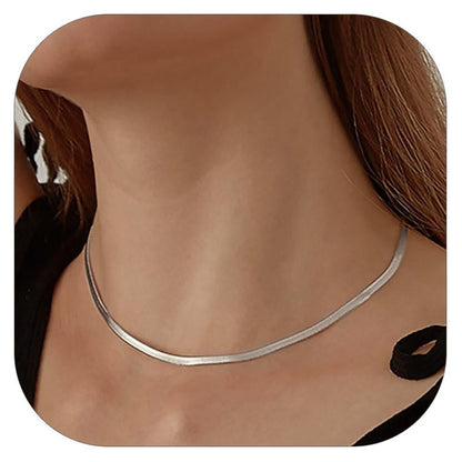 ChainsPro Stainless Steel Snake Choker Necklace Women 15 inch+9cm Chic Dainty Choker Chain Layered Necklace