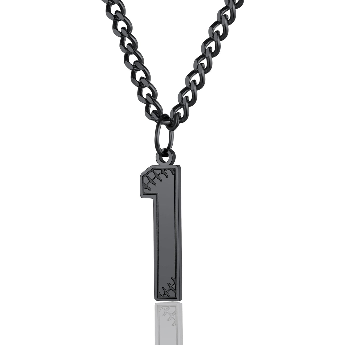 ChainsPro Men Lucky Number Necklace with 3mm Cuban Chain Personalized Sports Jewelry Stainless Steel/Gold Plated