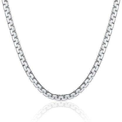 ChainsPro Black Flat Box Chain Male Necklace 14 Inch 4mm Hip Hop Jewelry