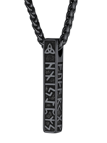 ChainsPro Leather Necklace for Men Stainless Steel Viking Nordic Ring Rune Pendant Norse Necklace