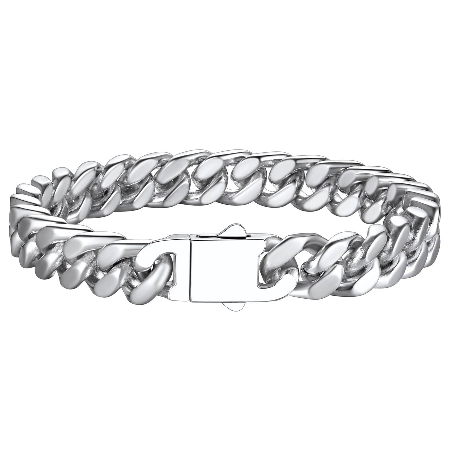 ChainsPro Thick Bracelets 12mm Wide 8.3inch Minimal Cuban Link Bracelet for Men Stainless Steel Bracelet