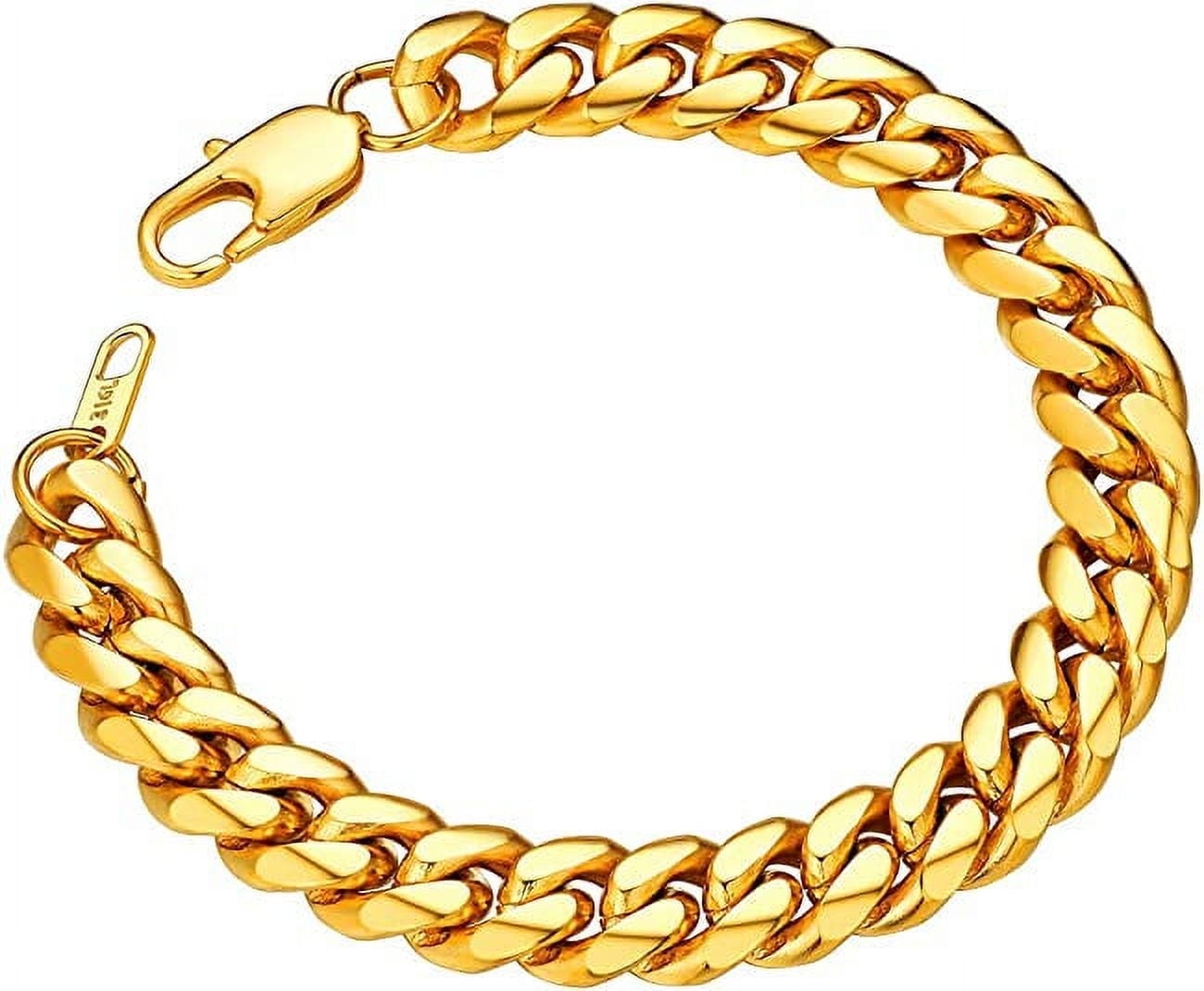 ChainsPro Black Stainless Steel Bracelet Mens Bracelet Chunky Thick Curb Link Chain Bangle 19cm Black