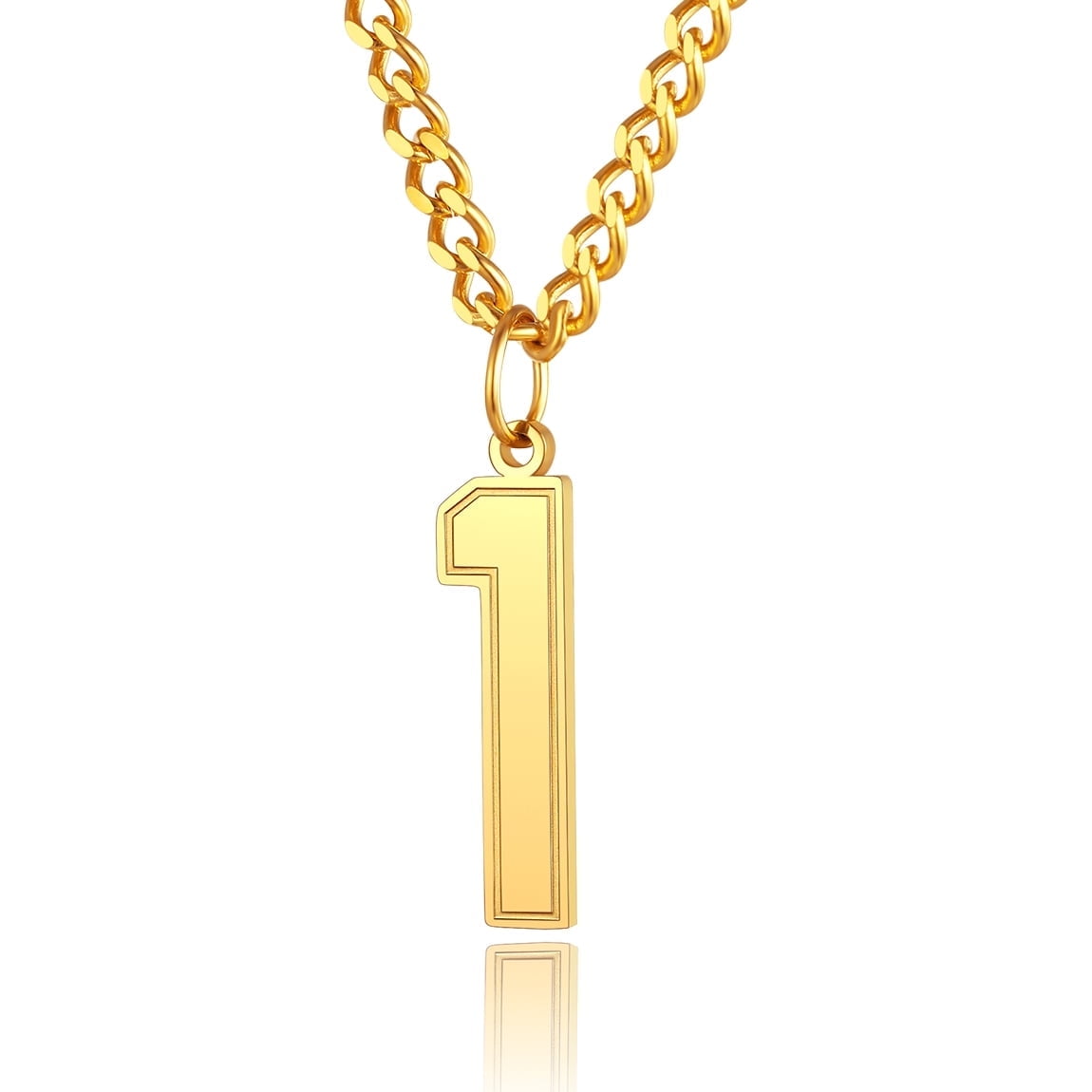 ChainsPro Football Number Chain 4 Charm Pendant and Chain Sports Jersey Number Jewelry