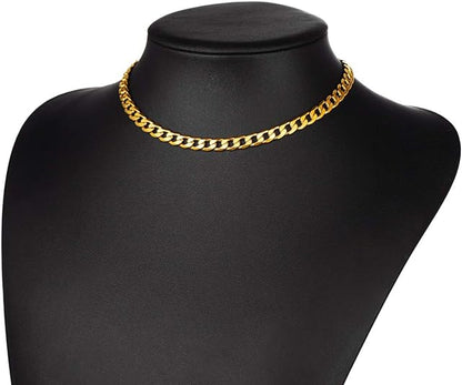 ChainsPro Mens Curb Chain Necklace 6MM Width Hip-Hop Cool Style 316L Stainless Steel Gold Plated