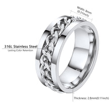 Load image into Gallery viewer, ChainsPro Men/Women Cuban Link/Spinner Rings, Size #06-#14, Stainless Steel