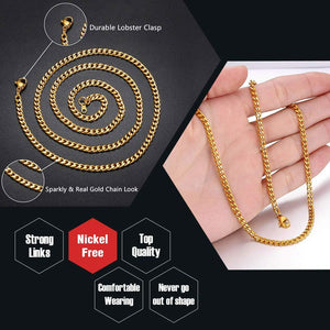 Gold Necklaces for Women Curb Chain Choker 3mm 20 inch Mens Gold Chain
