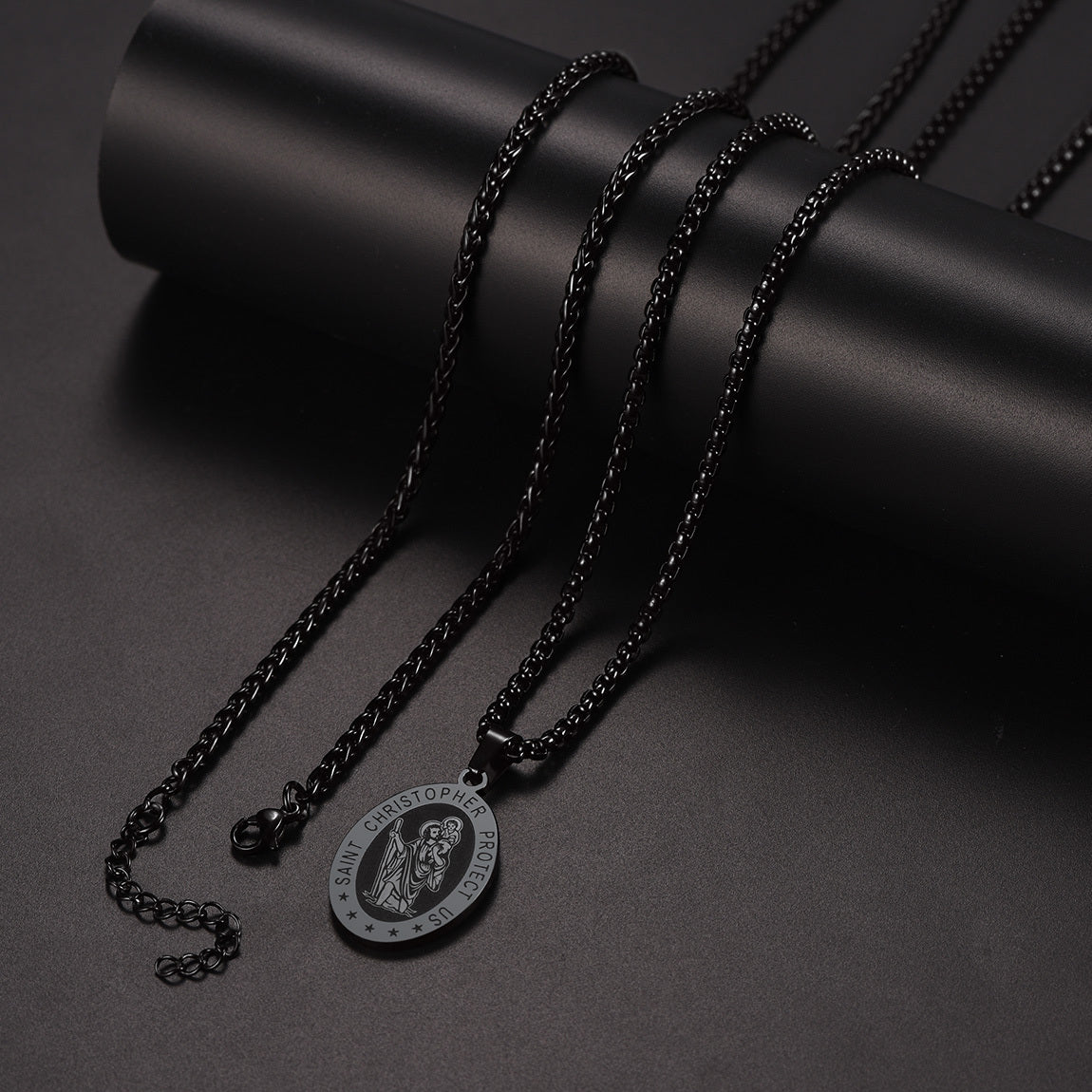 ChainsPro St. Christopher Medal Necklace for Men with Chain