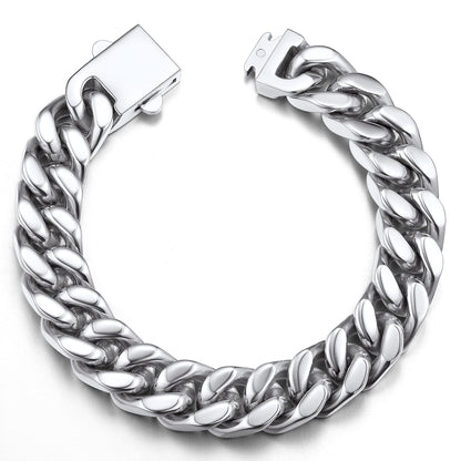 Thick Bracelets 12mm Wide 8.3inch Minimal Cuban Link Bracelet for Men Stainless Steel Bracelet