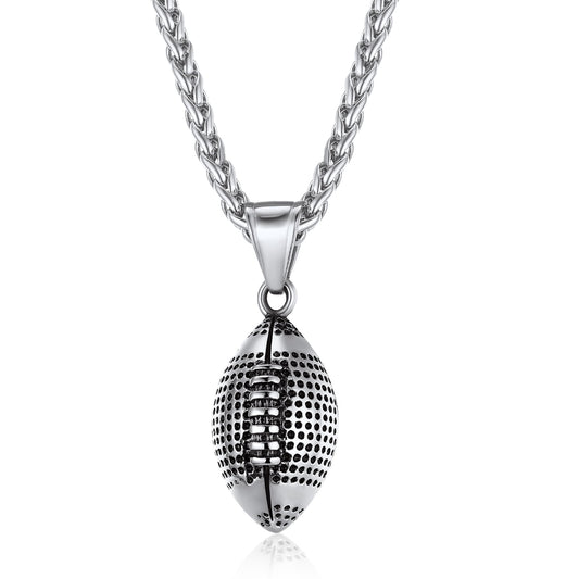 Men Ball Necklace Sport Jewelry, Football Lover Confirmation Gift, Chain-22+2", 316L Stainless Steel