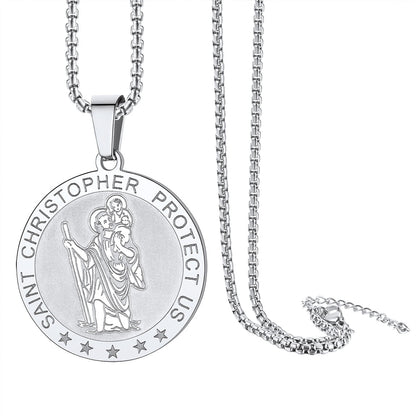 ChainsPro St. Christopher Medal Necklace for Men with Chain