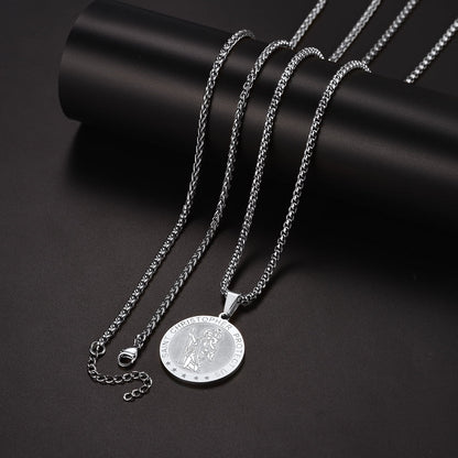 ChainsPro St. Christopher Medal Necklace for Men with Chain